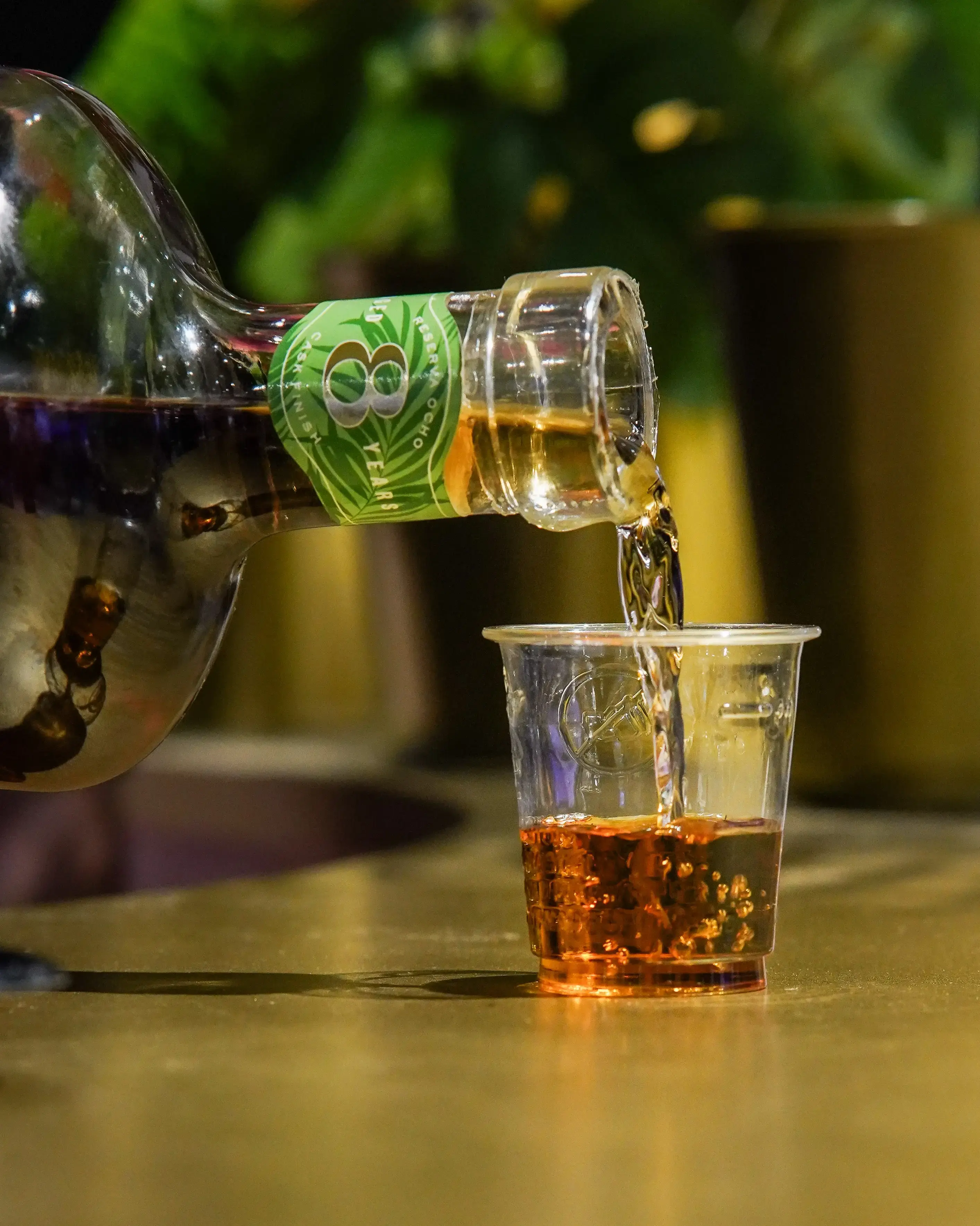 Bottle pouring rum
