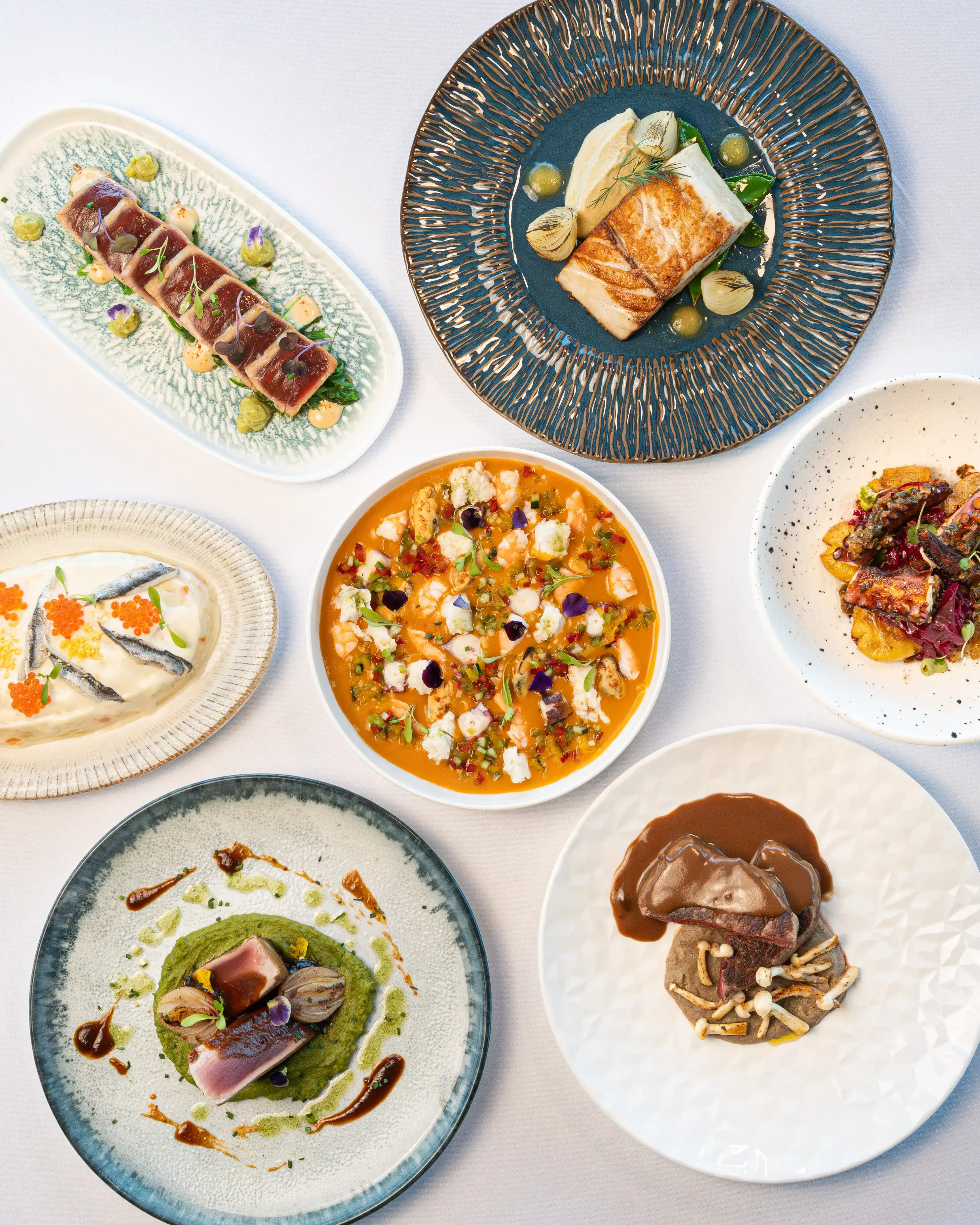 Food dishes viewed from above